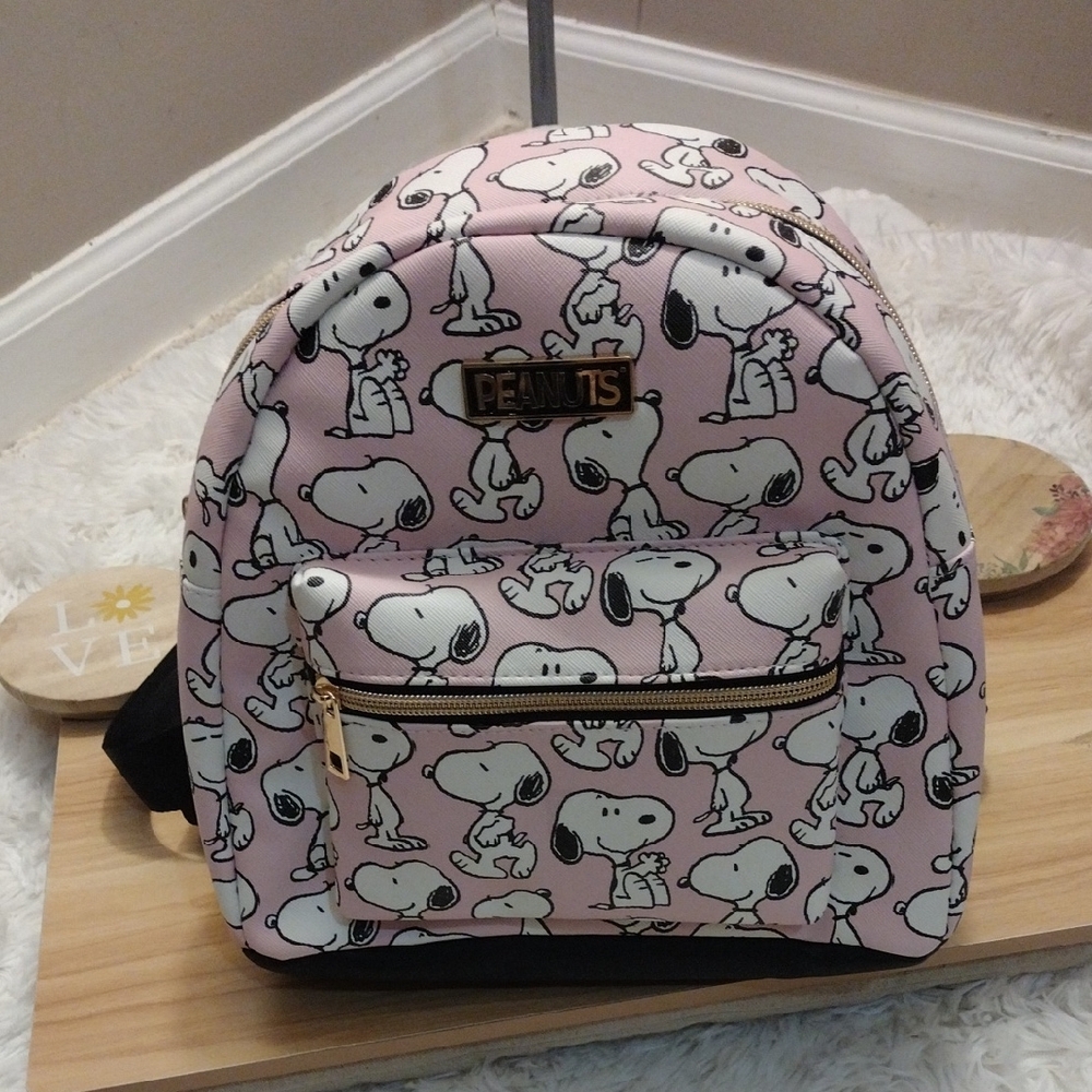Peanuts Snoopy Patterned Pink Mini Backpack 🆕 NWT - image 2